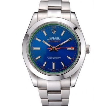 Aaa replica Dial 622838 Blue Steel Case Bezel Milgauss Rolex Stainless And 0724